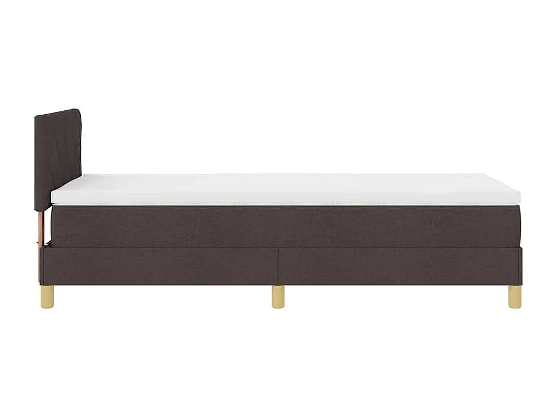 LED Boxspringbett mit Kopfteil Dunkelbraun 90 x 200 cm Stoff