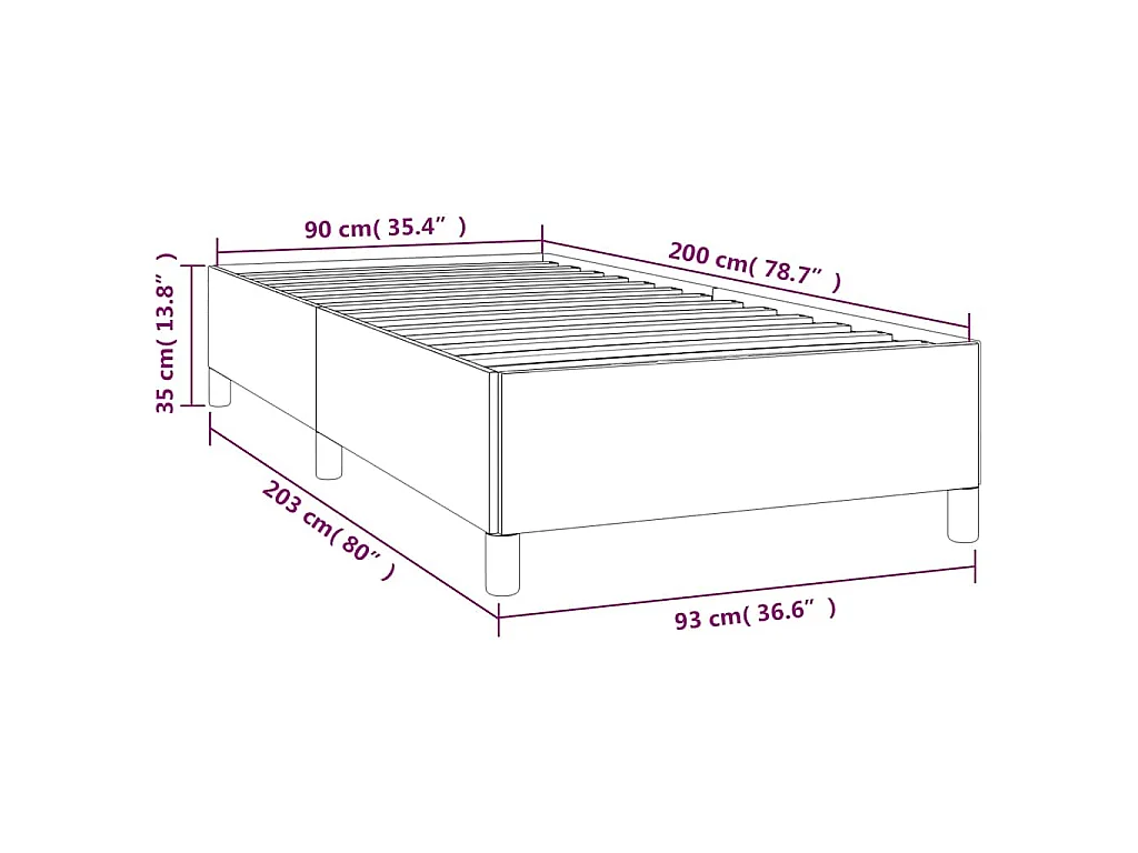 Cadre de lit sans matelas bleu 90x200 cm tissu