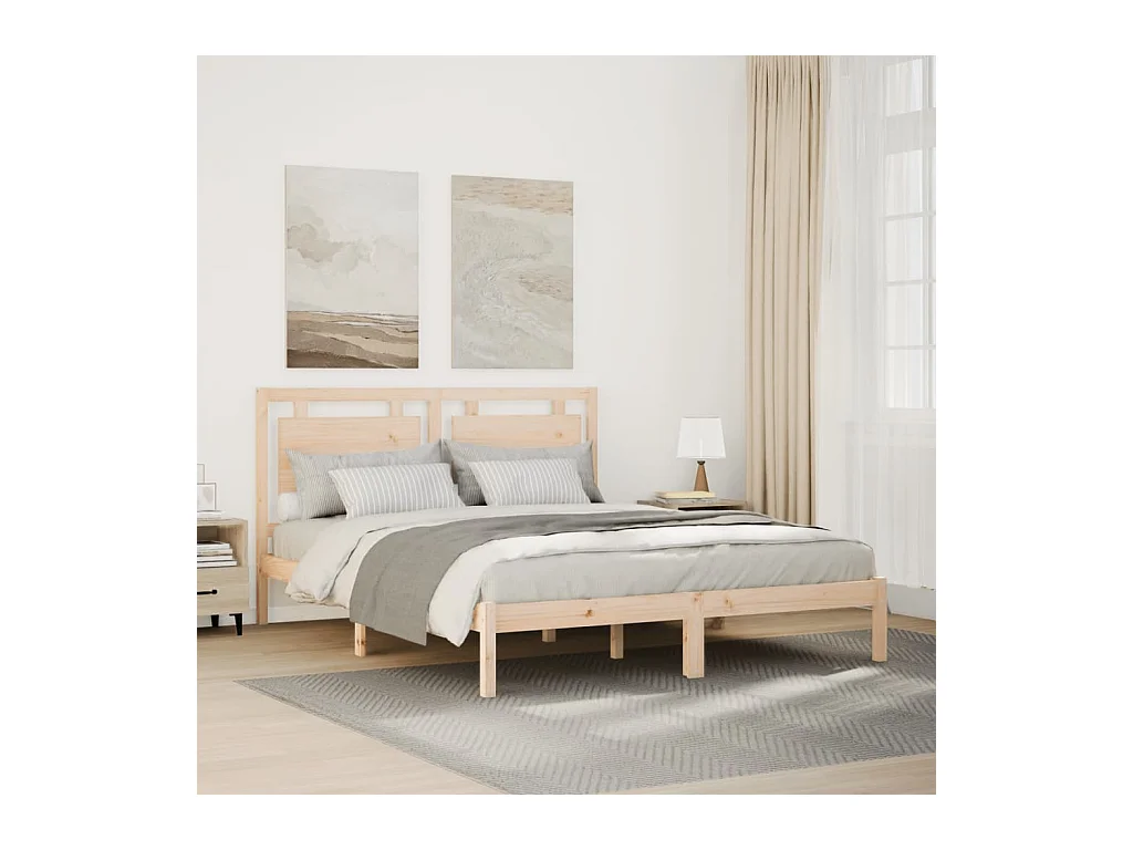 Cadre de lit extra long sans matelas 160x220 cm bois massif