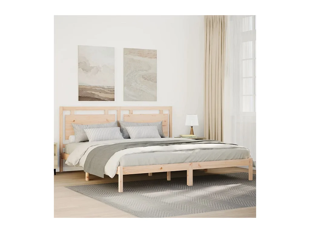 Cadre de lit extra long sans matelas 180x220 cm bois massif