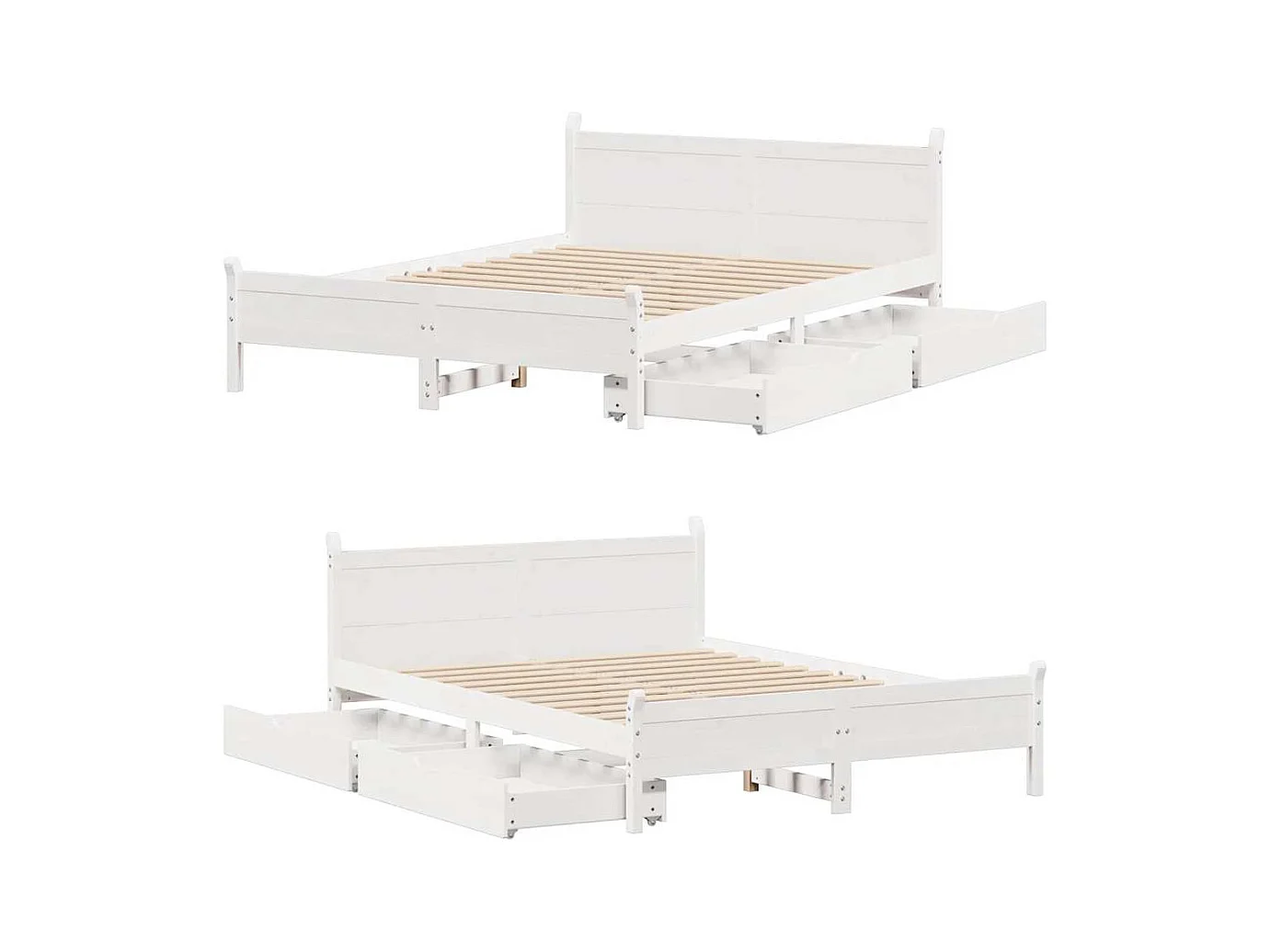 Massivholzbett ohne Matratze Weiß 140x190 cm Kiefernholz