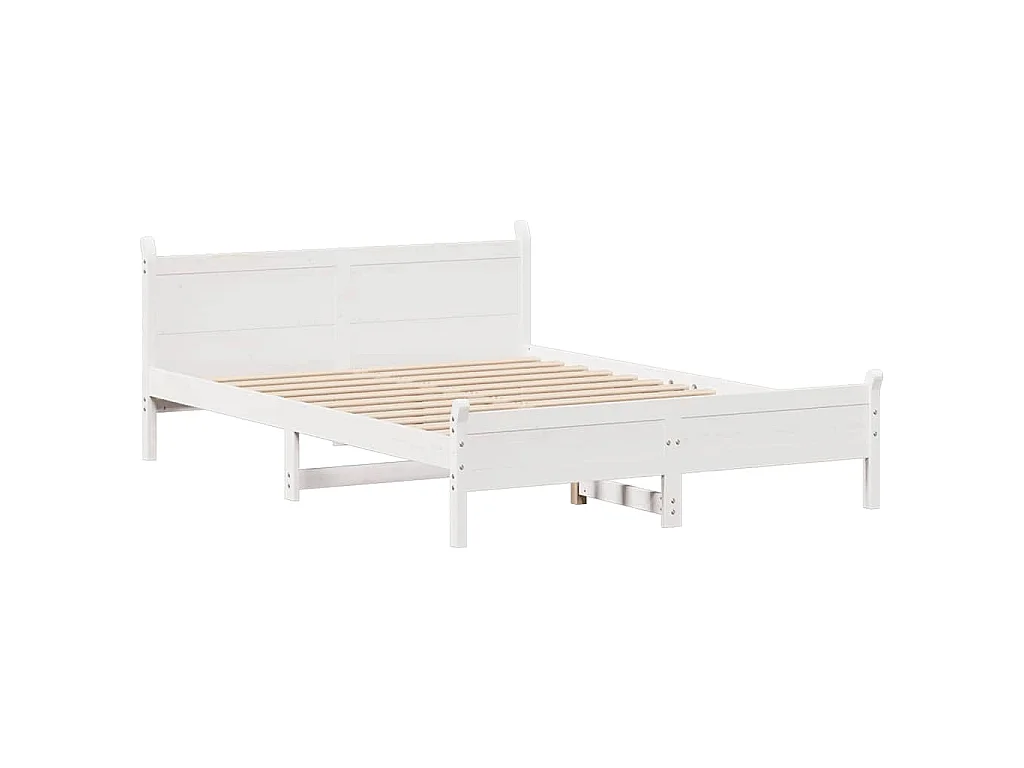 Letto senza Materasso Bianco 140x190 cm Legno Massello di Pino