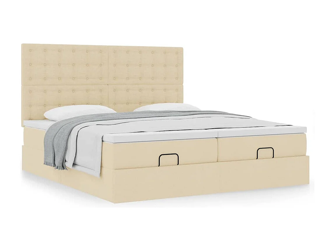 Ottoman-Bett mit Matratzen Creme 180x200 cm Stoff