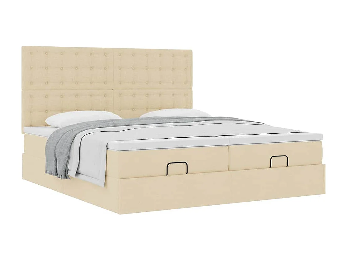 Ottoman-Bett mit Matratzen Creme 180x200 cm Stoff