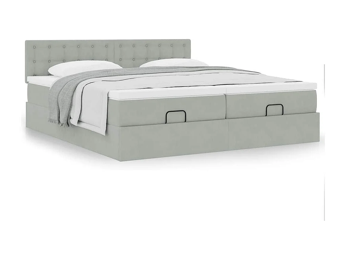 Ottoman bed met matrassen 160x200cm fluweel lichtgrijs