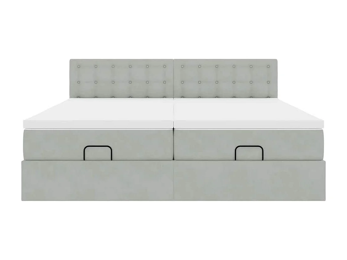 Ottoman bed met matrassen 160x200cm fluweel lichtgrijs