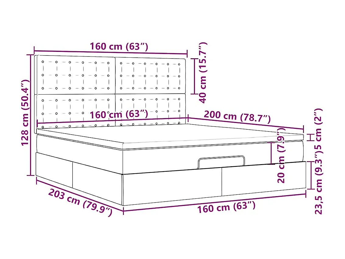 Ottoman-Bett mit Matratzen & LEDs Dunkelgrün 160x200 cm Samt