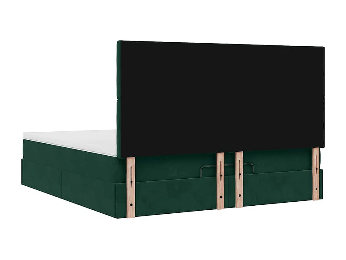 Ottoman-Bett mit Matratzen & LEDs Dunkelgrün 160x200 cm Samt