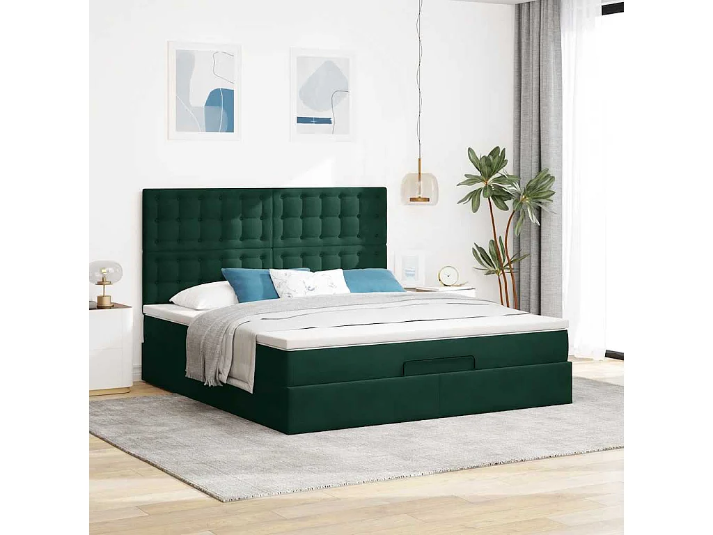 Ottoman bed met matrassen en LED's 160x200cm fluweel