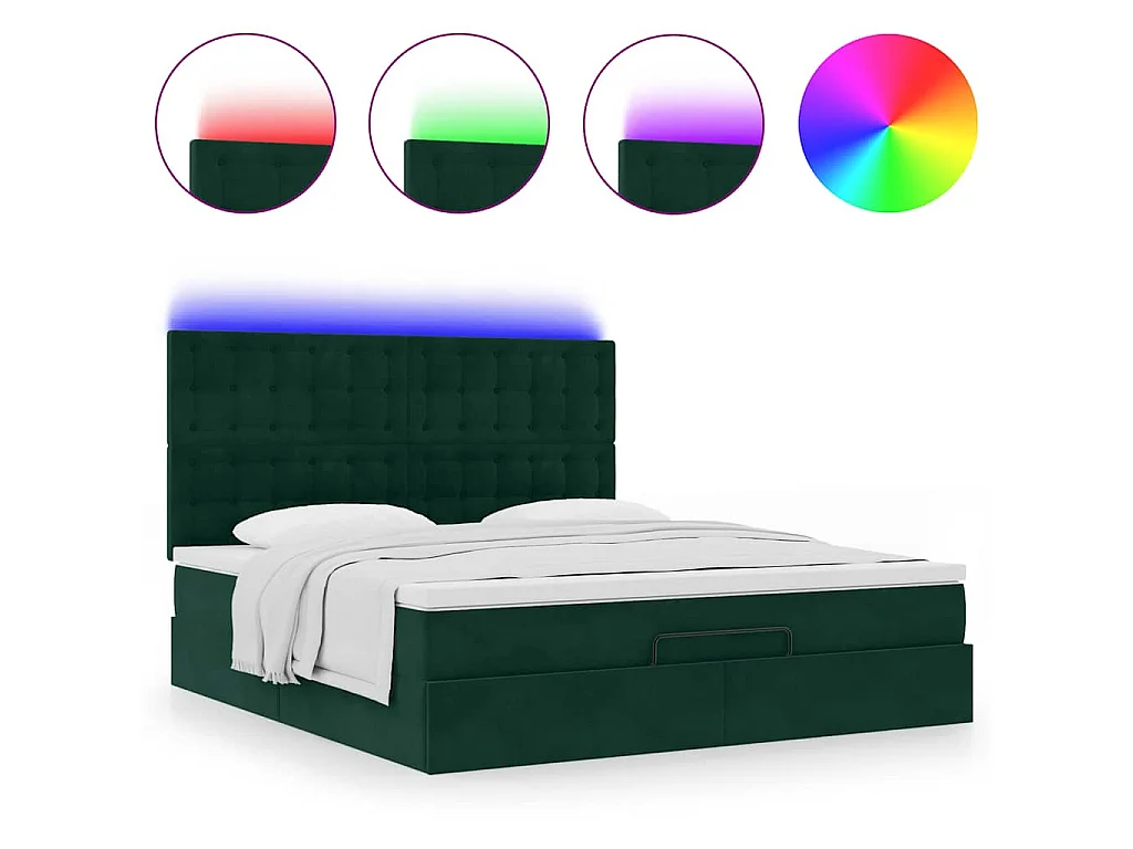 Ottoman bed met matrassen en LED's 160x200cm fluweel