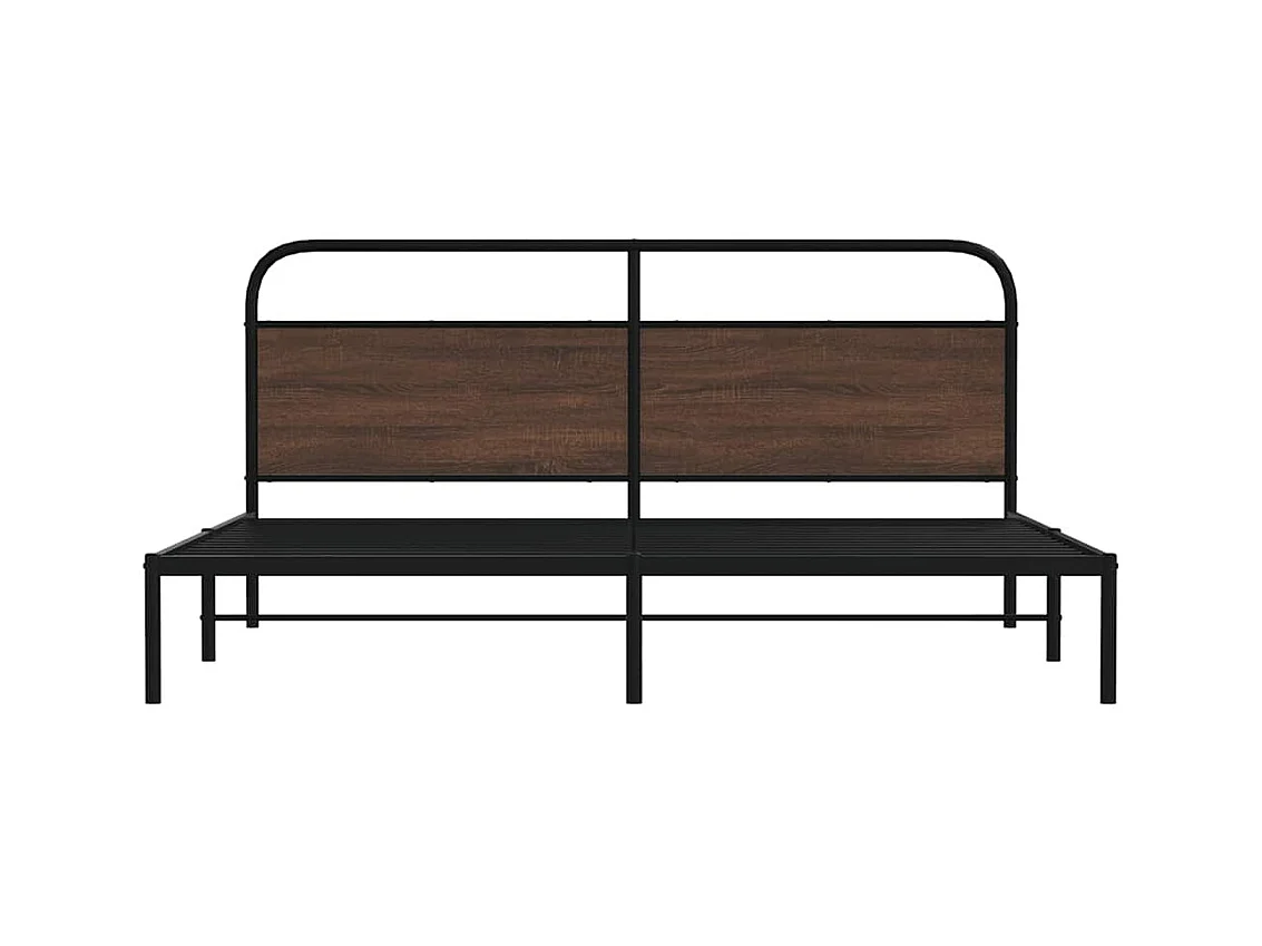 Cadre de lit en métal sans matelas chêne marron 180x200 cm
