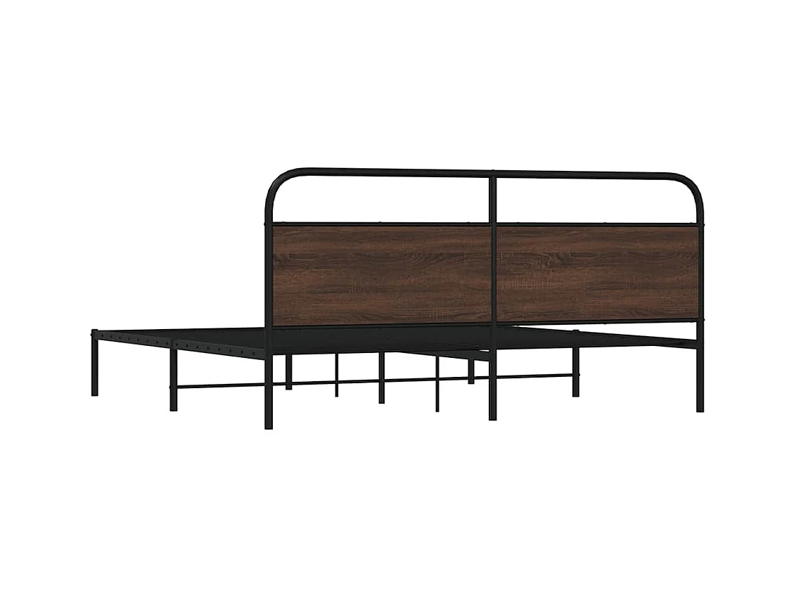 Cadre de lit en métal sans matelas chêne marron 180x200 cm
