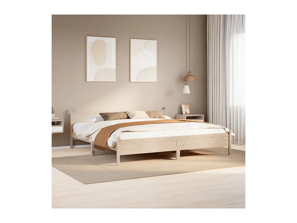 Letto senza Materasso 180x200 cm in Legno Massello di Pino