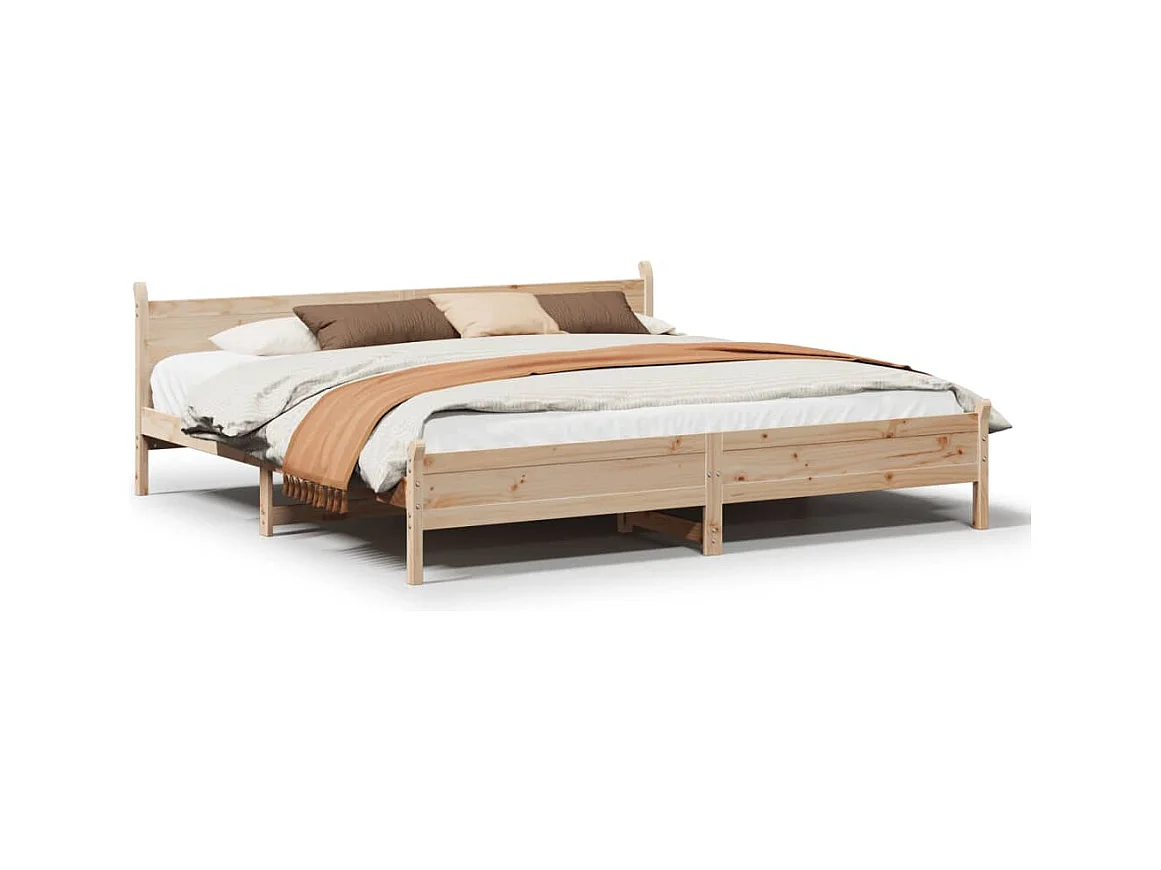 Letto senza Materasso 180x200 cm in Legno Massello di Pino