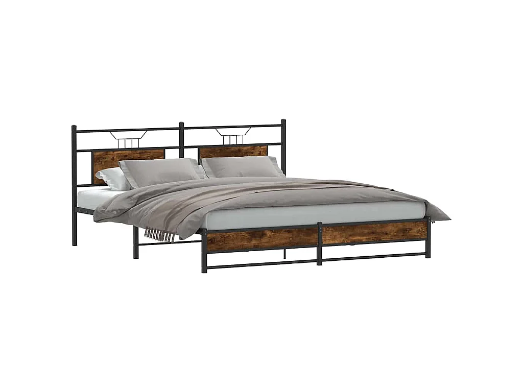 Cadre de lit sans matelas chêne fumé 160x200 cm bois ingénierie
