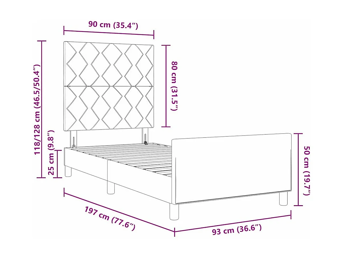 Lit à ressorts avec tête de lit Vert foncé 90 x 190 cm Velours