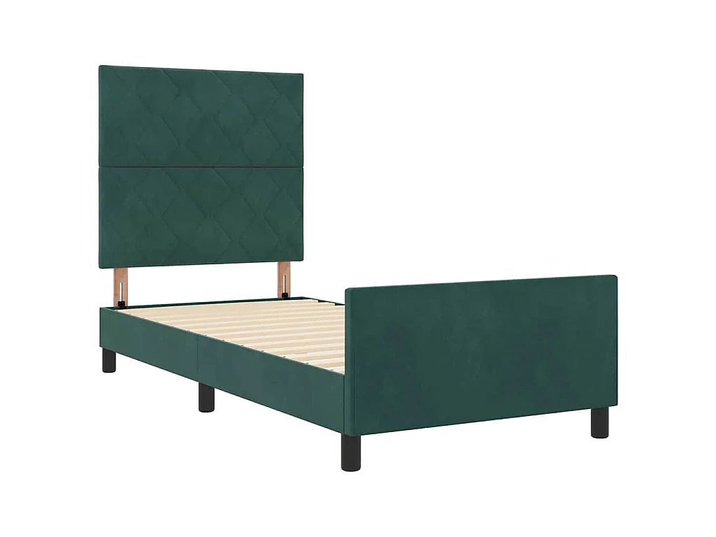Cama tipo Box Spring Verde oscuro 90 x 190 cm Terciopelo