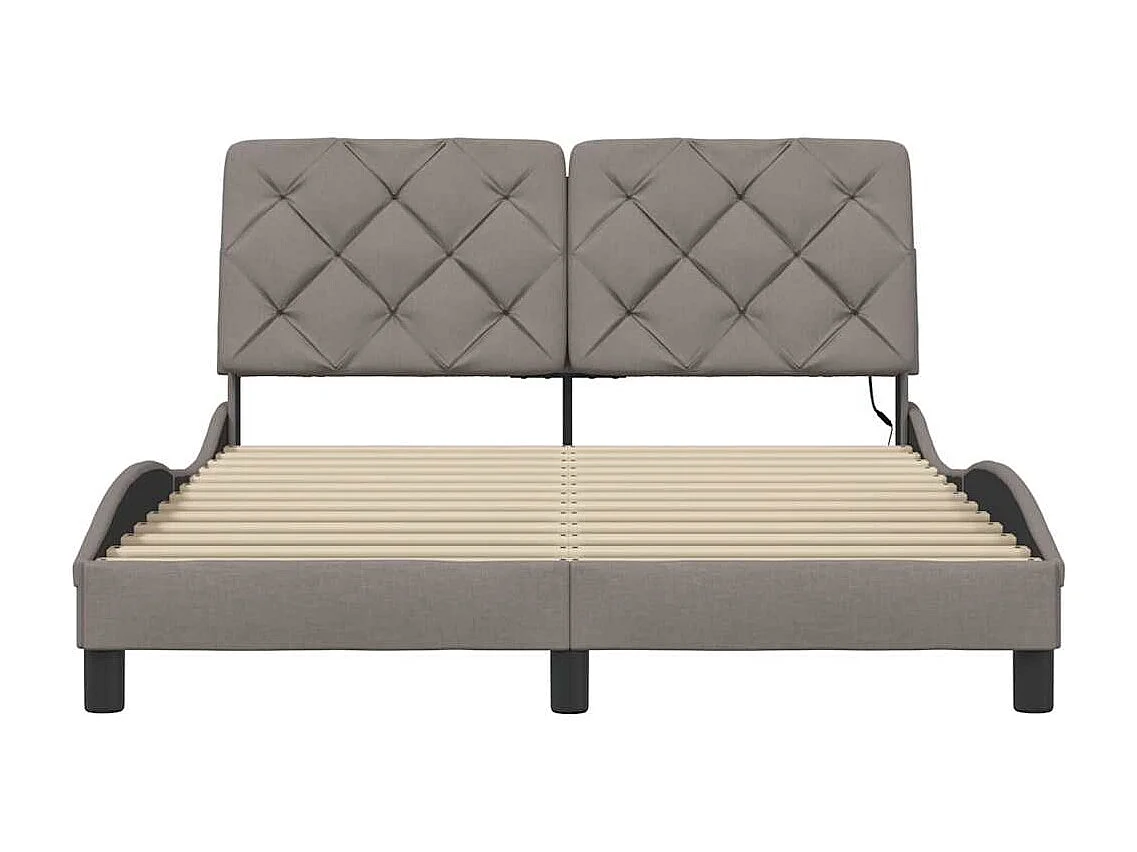 Bettgestell mit LED ohne Matratze Taupe 140x200 cm Stoff