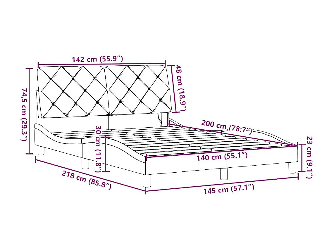Giroletto con LED senza Materasso Tortora 140x200 cm in Tessuto