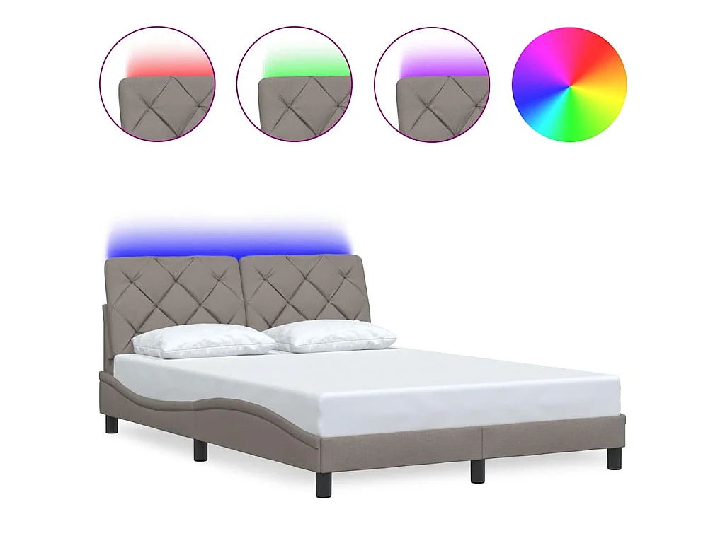 Giroletto con LED senza Materasso Tortora 140x200 cm in Tessuto