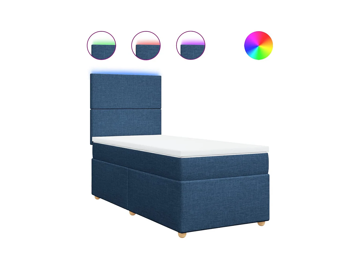 Sommier à lattes de lit avec matelas Bleu 90x200 cm Tissu