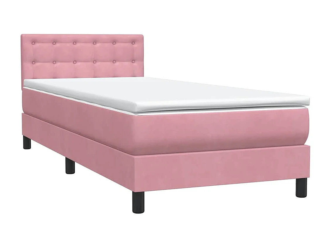 Boxspring met matras fluweel roze 100x220 cm
