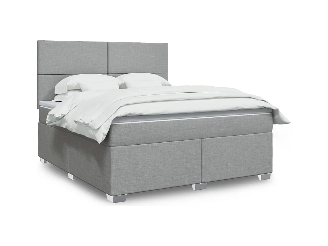 Giroletto a Molle con Materasso Grigio Chiaro180x200 cm Tessuto