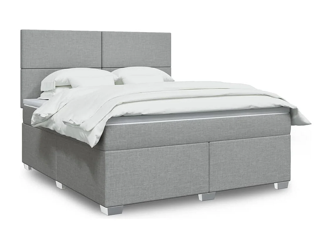 Boxspringbett mit Matratze Hellgrau 180x200 cm Stoff