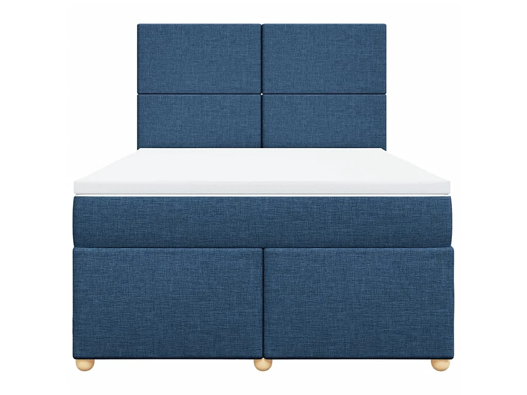 Cama box spring con colchón tela azul 160x200 cm