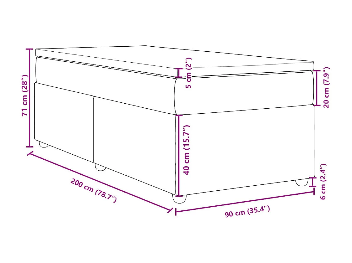 Boxspring met matras stof crèmekleurig 90x200 cm