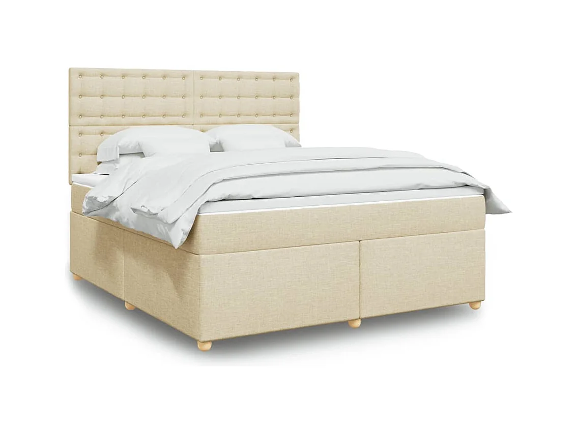 Boxspring met matras stof crèmekleurig 180x200 cm