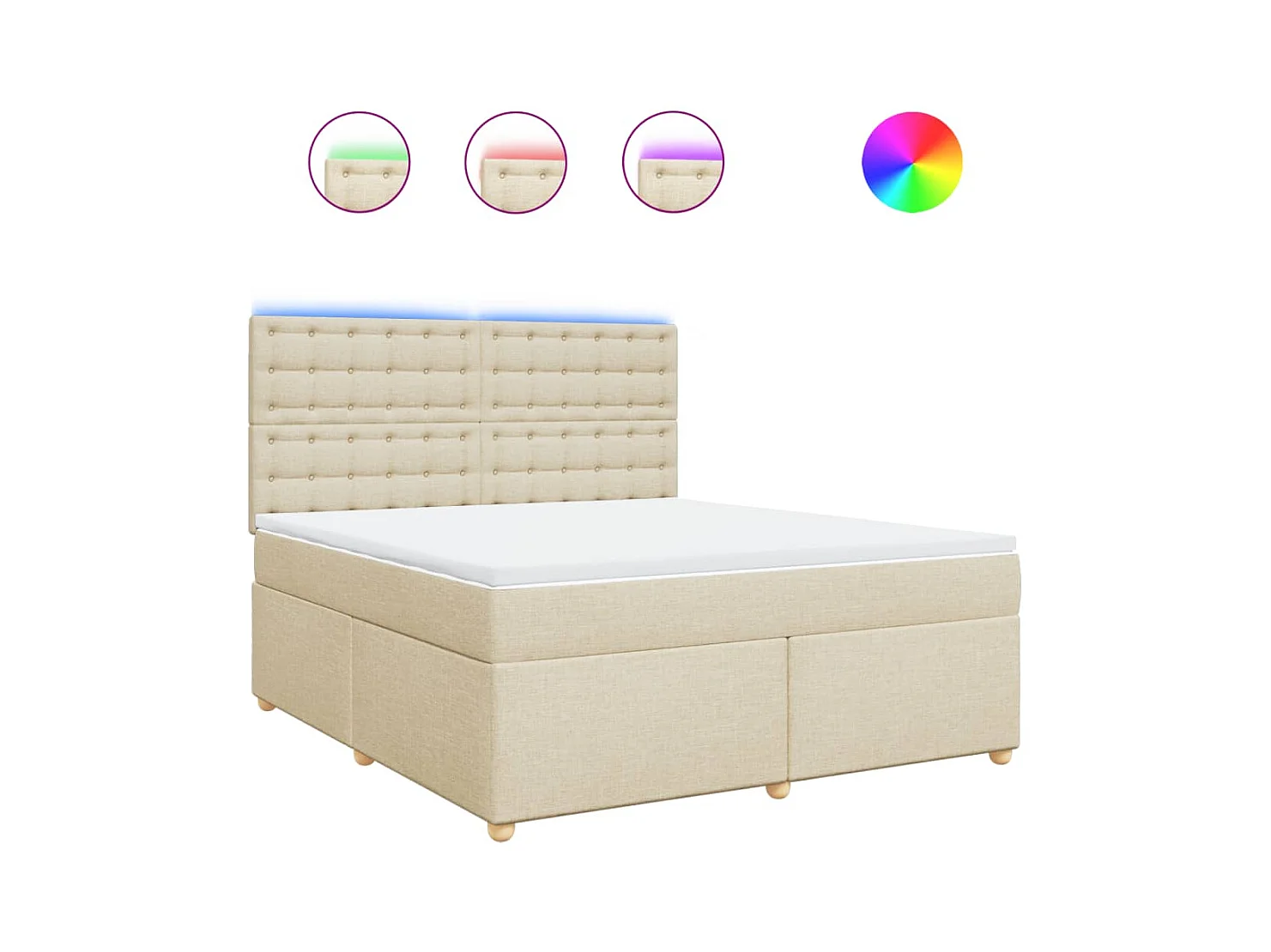 Boxspring met matras stof crèmekleurig 180x200 cm