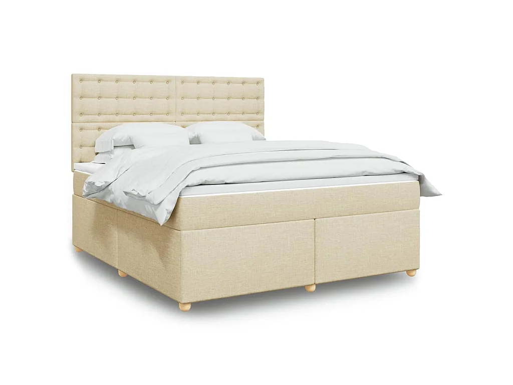 Giroletto a Molle con Materasso Crema 180x200 cm in Tessuto