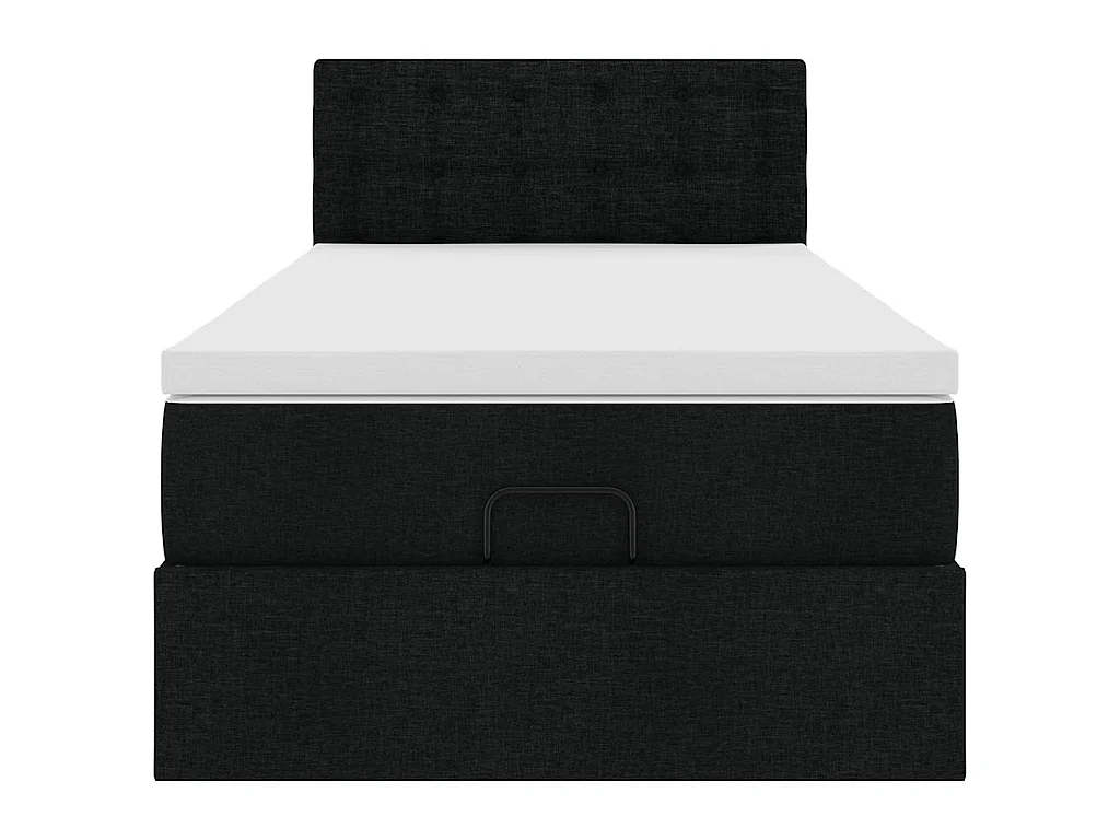 Lit ottoman avec matelas noir 100x200 cm tissu