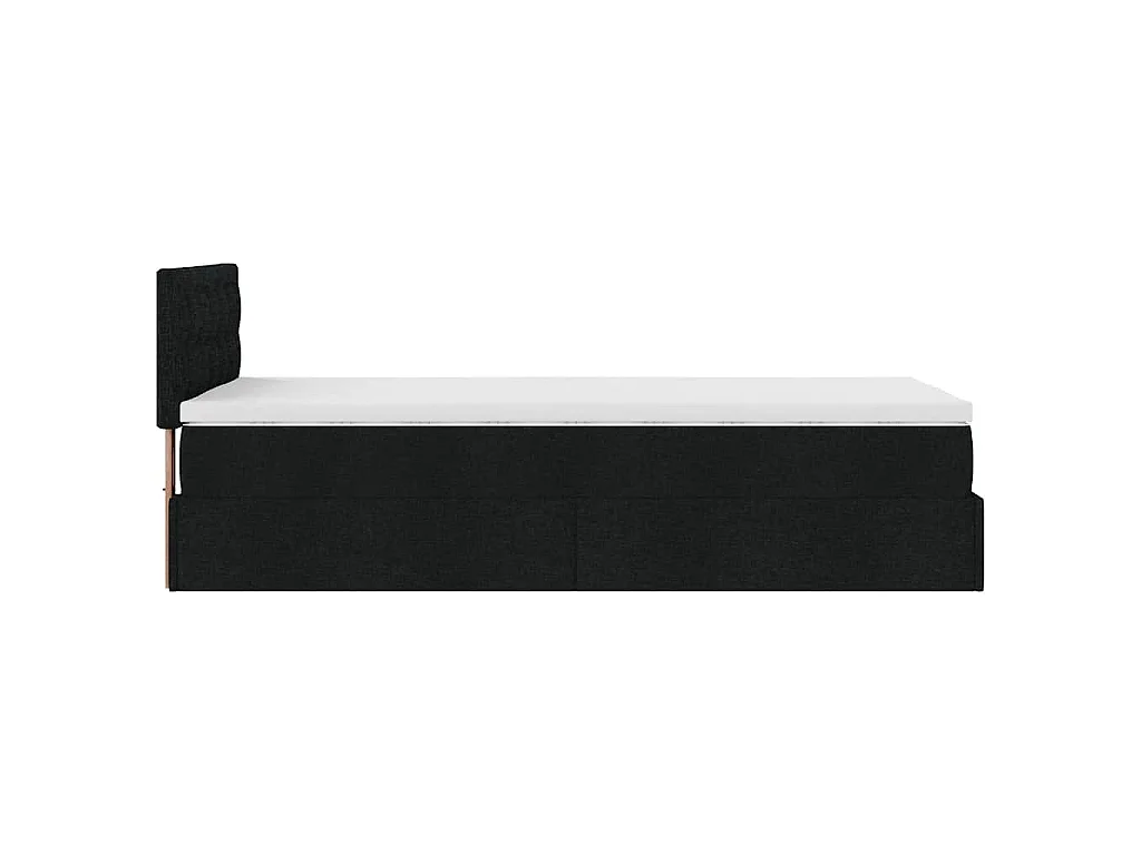 Lit ottoman avec matelas noir 100x200 cm tissu