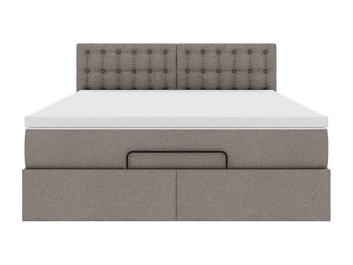 Pouf Letto con Materasso e LED Tortora 140x200 cm in Tessuto