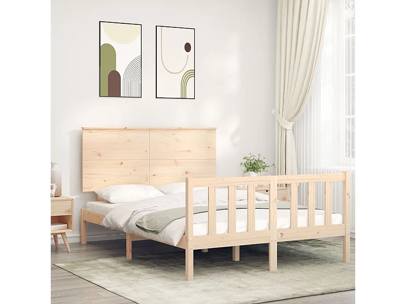 Letto senza Materasso 140x190 cm in Legno Massello di Pino