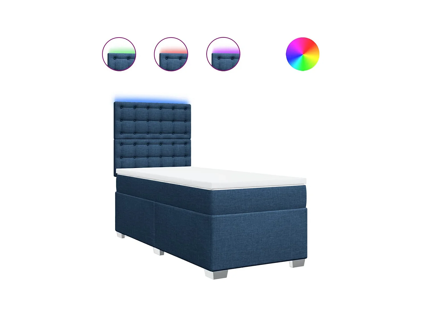 Sommier à lattes de lit avec matelas Bleu 90x200 cm Tissu