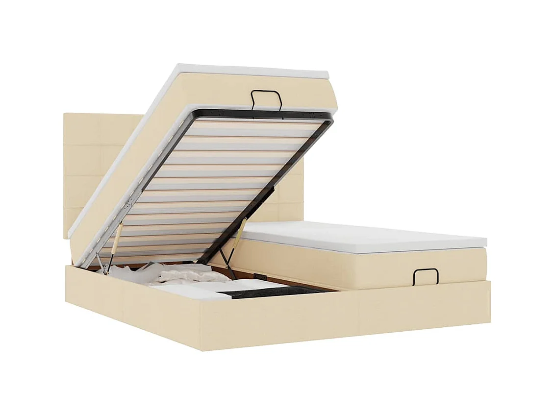 Ottoman-Bett mit Matratzen Creme 160x200 cm Stoff