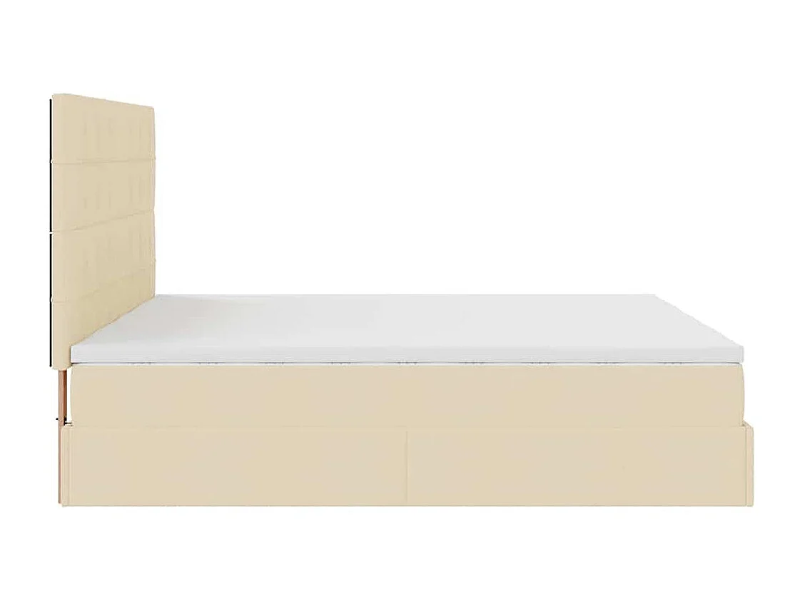 Cadre de lit ottoman avec matelas crème 160x200 cm tissu