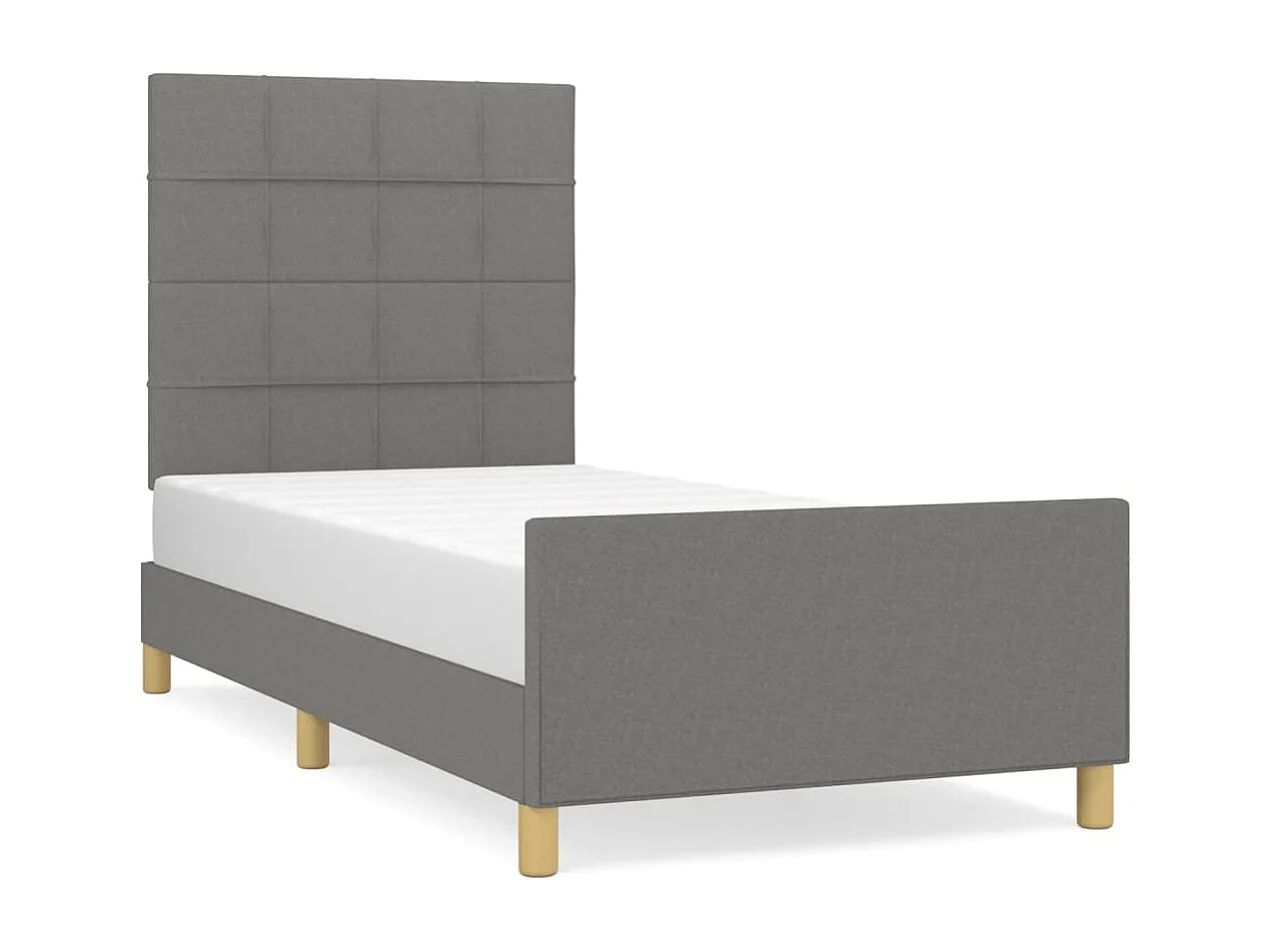 Cadre de lit sans matelas gris foncé 90x190 cm tissu
