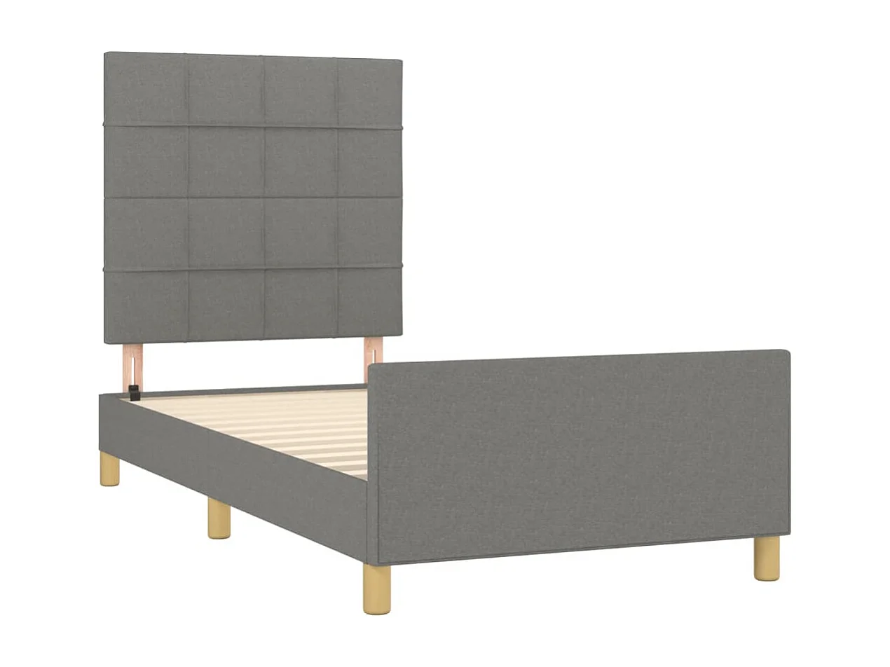 Cadre de lit sans matelas gris foncé 90x190 cm tissu
