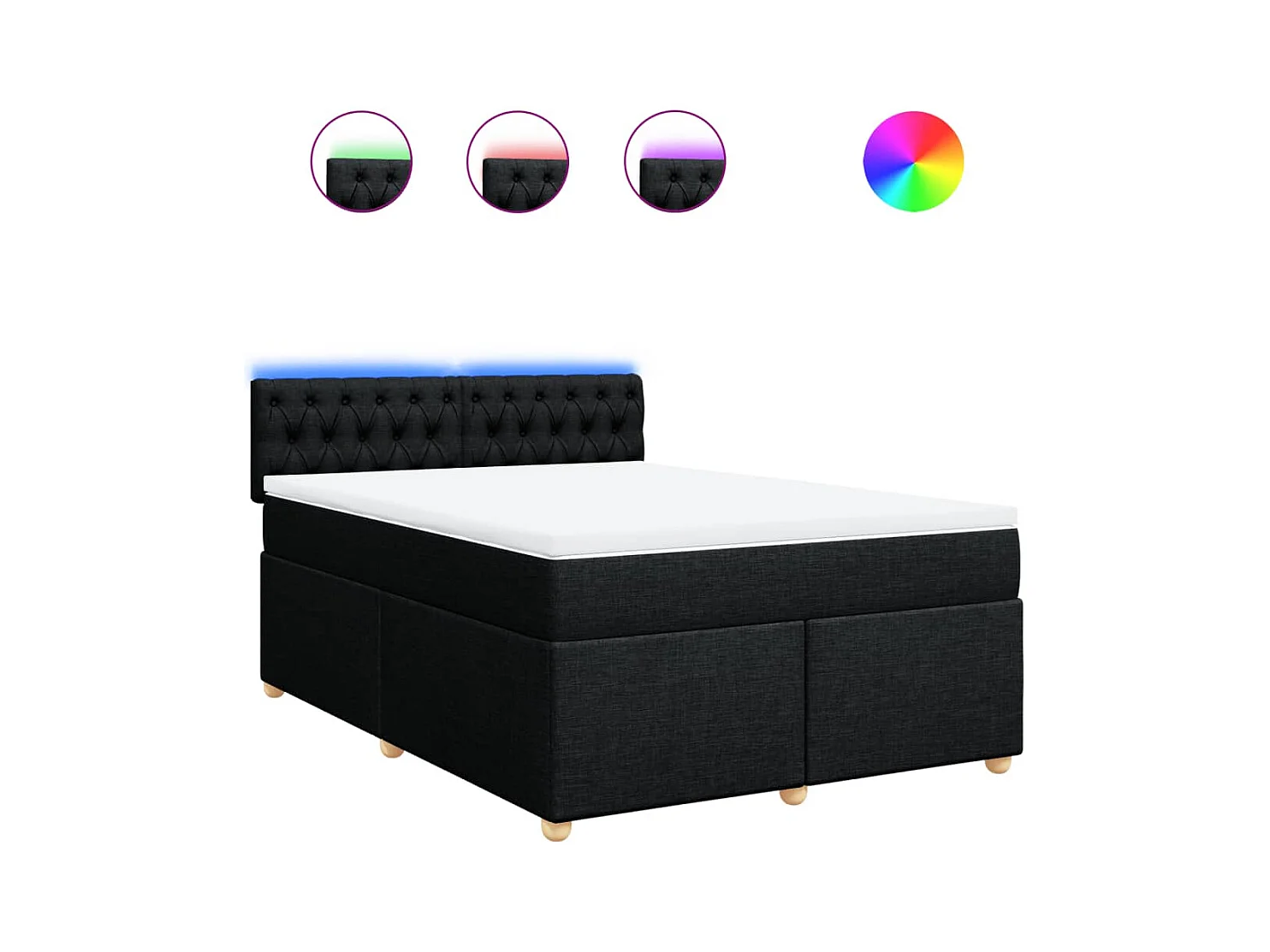 Sommier à lattes de lit avec matelas Noir 140x190 cm Tissu