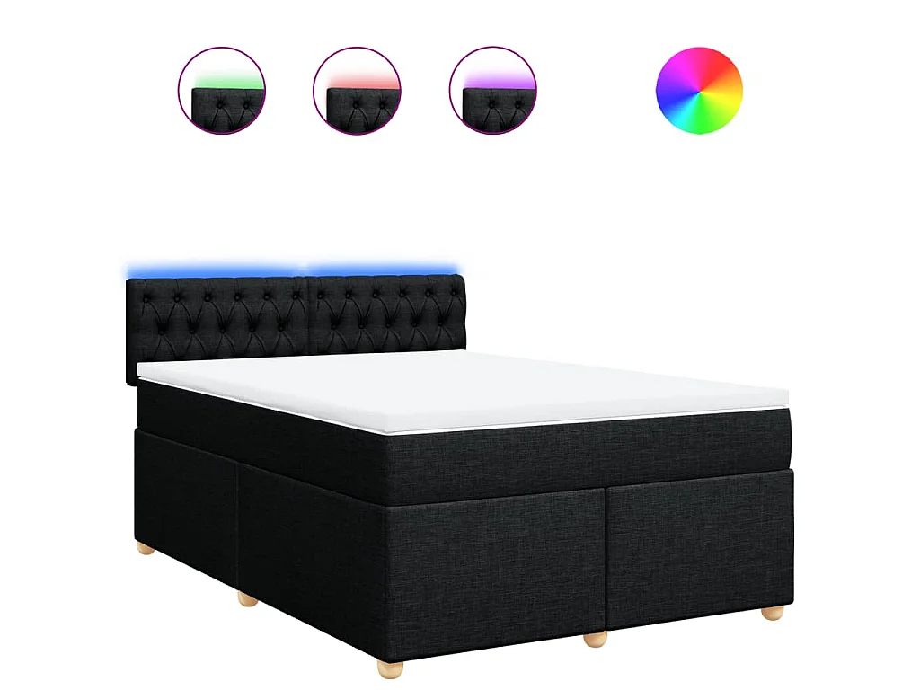 Boxspringbett mit Matratze Schwarz 140x190 cm Stoff