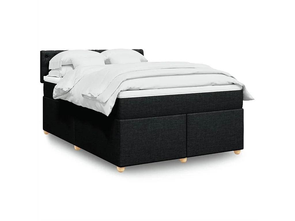 Boxspringbett mit Matratze Schwarz 140x190 cm Stoff