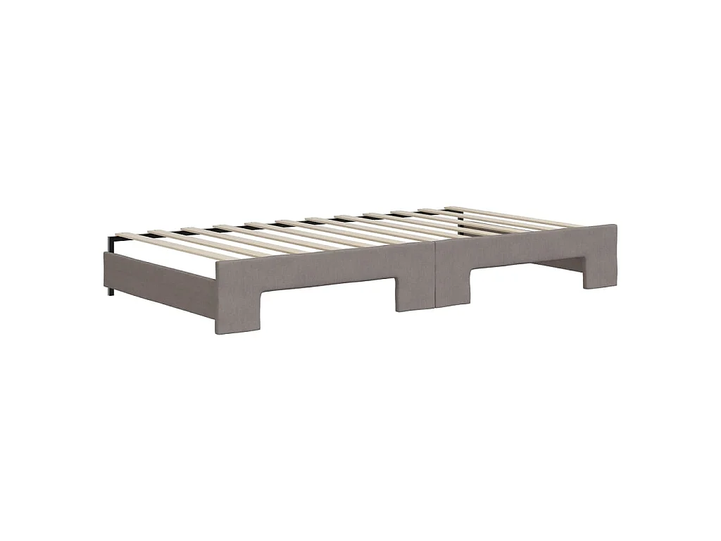 Slaapbank met onderschuifbed en lades 100x200 cm stof taupe