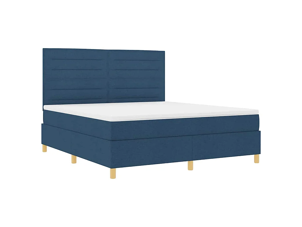 Lit à ressorts avec matelas Bleu 180 x 200 cm tissu