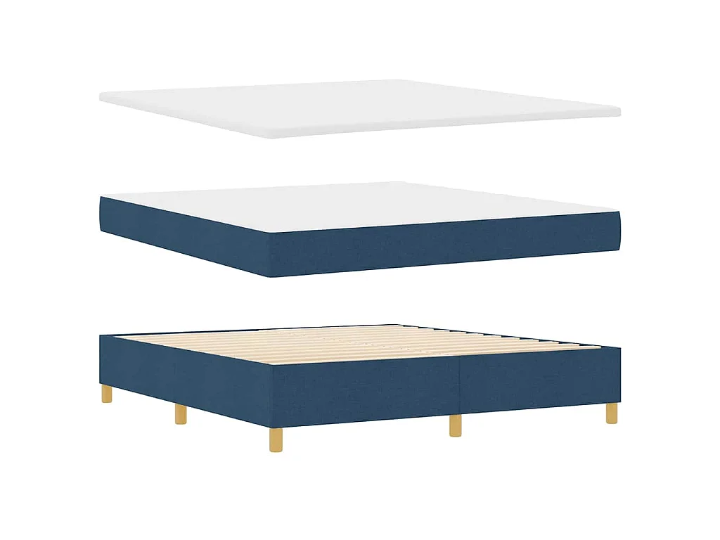 Lit à ressorts avec matelas Bleu 180 x 200 cm tissu