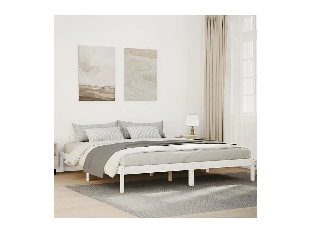 Cadre de lit extra long sans matelas 180x220 cm bois massif pin