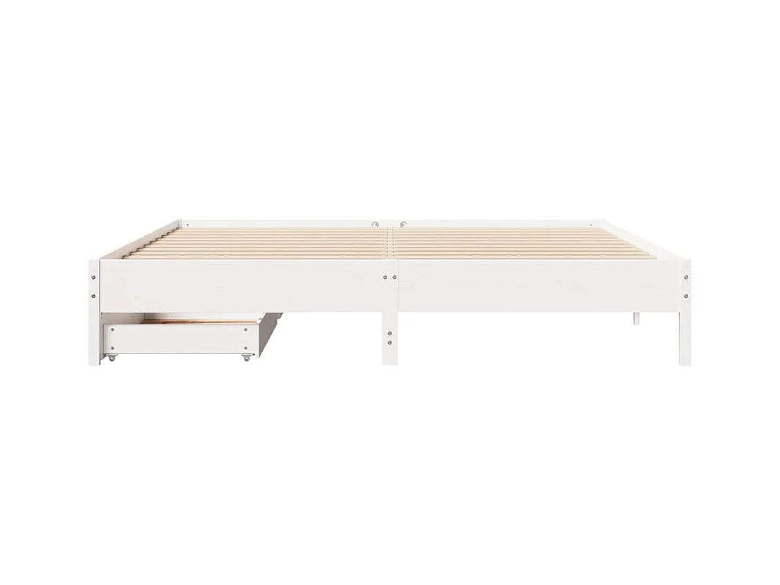 Cadre de lit sans matelas blanc 180x200 cm bois massif de pin